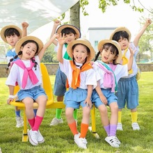 儿童表演服幼儿园毕业照毕业季舞蹈啦啦小学生啦啦队彩虹演出服