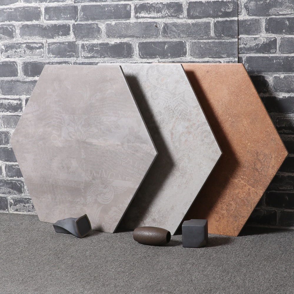 6角砖仿古砖户外大六角砖520x600灰色水泥砖花砖餐厅复古地板防滑