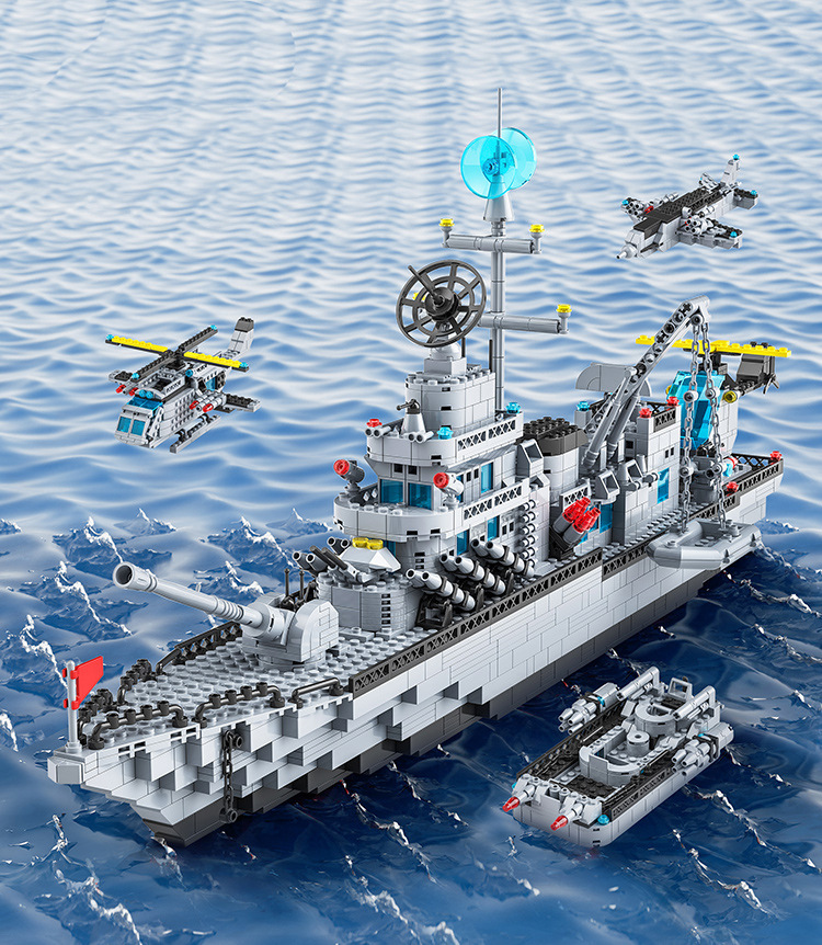 拼装玩具积木男孩子航空母舰模型儿童航母礼物10岁益智力兼容乐高