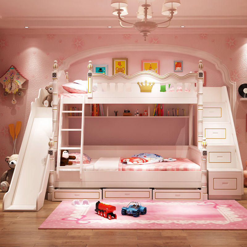 上下床双层床两层儿童床女孩公主床实木高低床上下铺木床母子双人