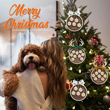 个性化圣诞装饰品 家庭和宠物名字刻木制定制圣诞树 必备礼物 节