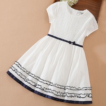 女童夏装公主裙2024新款韩版白色时尚中大童短袖连衣裙洋气潮
