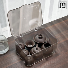 雨立茶具收纳盒带盖防尘亚克力透明大容量家居装茶碗可叠加桌面置