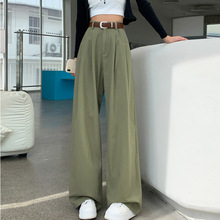 西装裤女夏季2024新款高级感垂坠感直筒裤小个子窄版阔腿休闲西裤