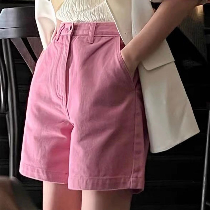 Korean Dongdaemun 2023 Summer New High Waist Loose and Slimming Versatile Fashion Shorts Women's Pink Casual Pants