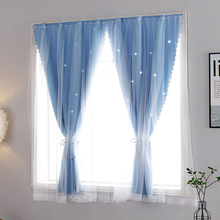 X70T窗帘免打孔安装魔术贴遮阳卧室全遮光布简易厨房出粗房短窗帘