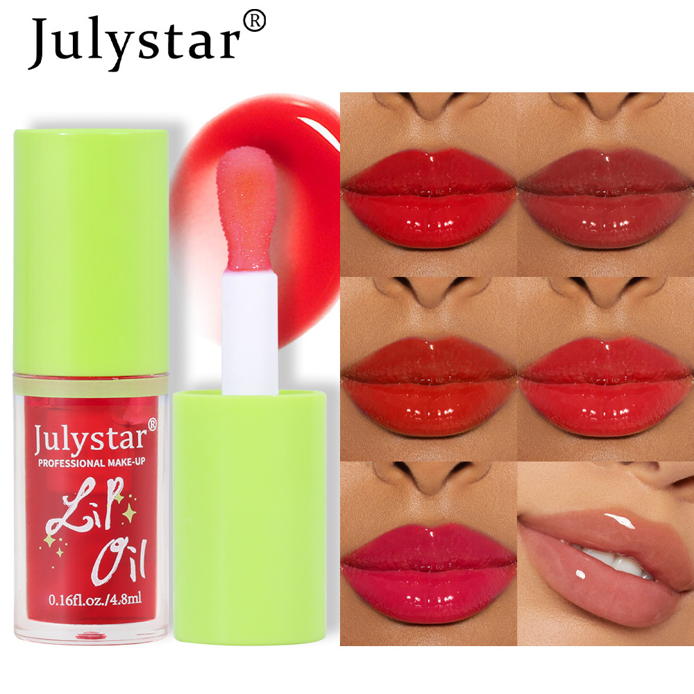 Julystar Long-Lasting Moisturizing Transparent Water Light Lip Gloss Moisturizing Easy to Color Full Lips Fruit Flavor Mirror Lip Gloss