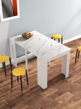 岩板全实木折叠餐桌现代简约可伸缩家用小户型收缩饭桌超薄桌子枱