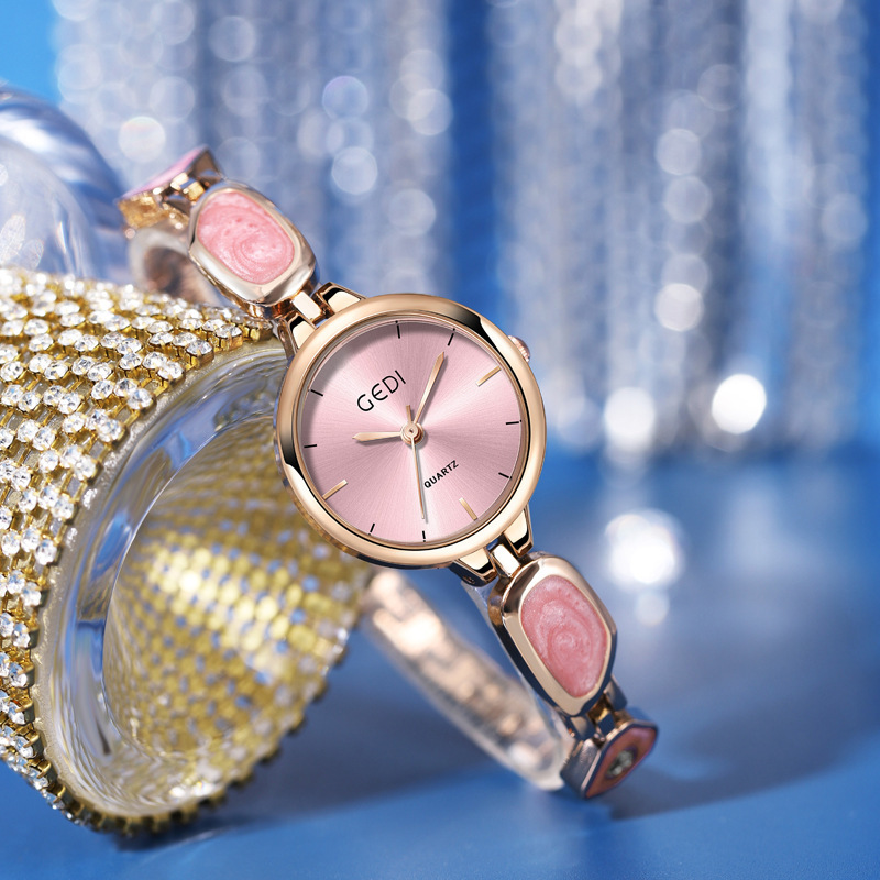 歌迪gedi新款彩色手表中国风天鹅手链表女款小众高级感石英表女士