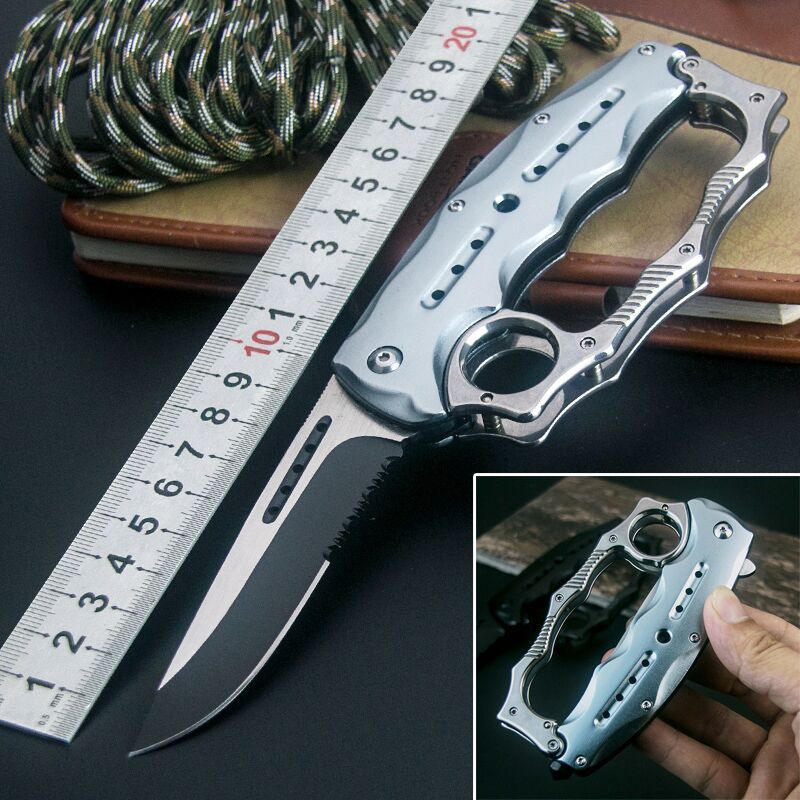 户外拳套高硬度折叠刀多功能指虎刀车载防身带破窗锤实用工具现货