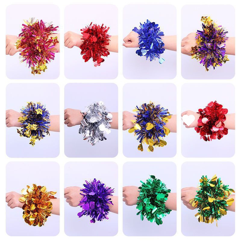 儿童彩带手环幼儿园跳舞蹈手腕花六一儿童节亮片花运动会道具铃铛