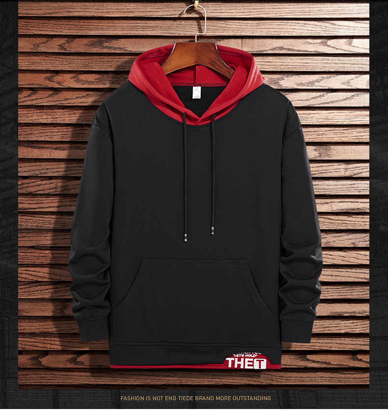 男士假两件卫衣男潮连帽韩版潮流春季新款潮牌休闲外套宽松上衣