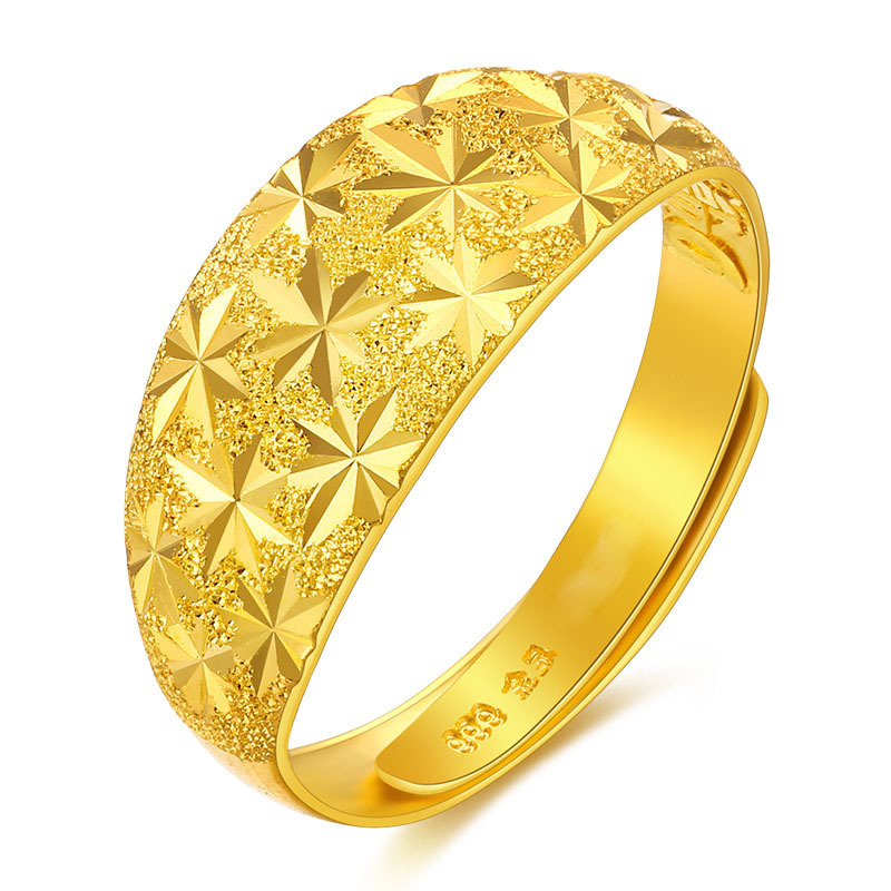 千足金999女款戒指黄金满天星戒指活口戒指结婚生日礼物水贝黄金