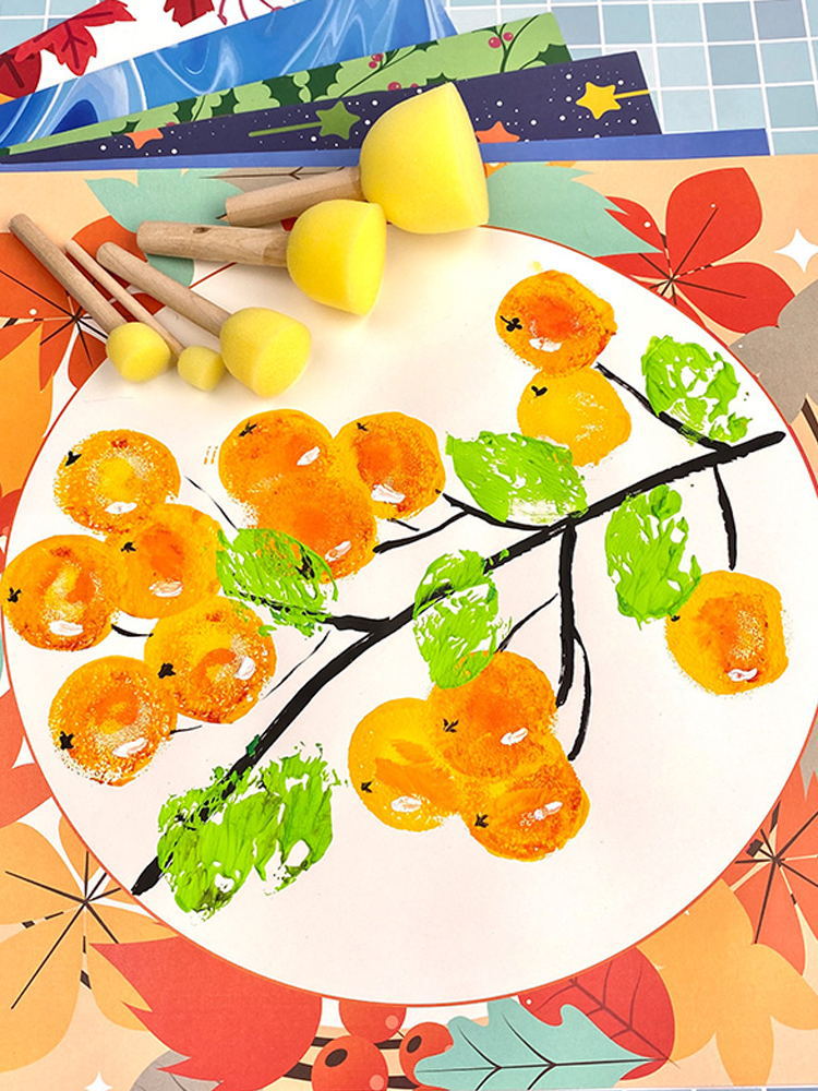 彩色硬卡纸手工儿童diy绘画海绵印章幼儿园 美术创意涂鸦制作材料