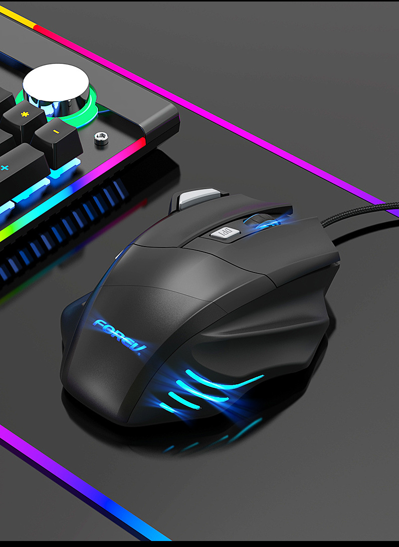 forev有线7d炫酷发光游戏电竞鼠标人体工学网吧网咖电脑外设鼠标