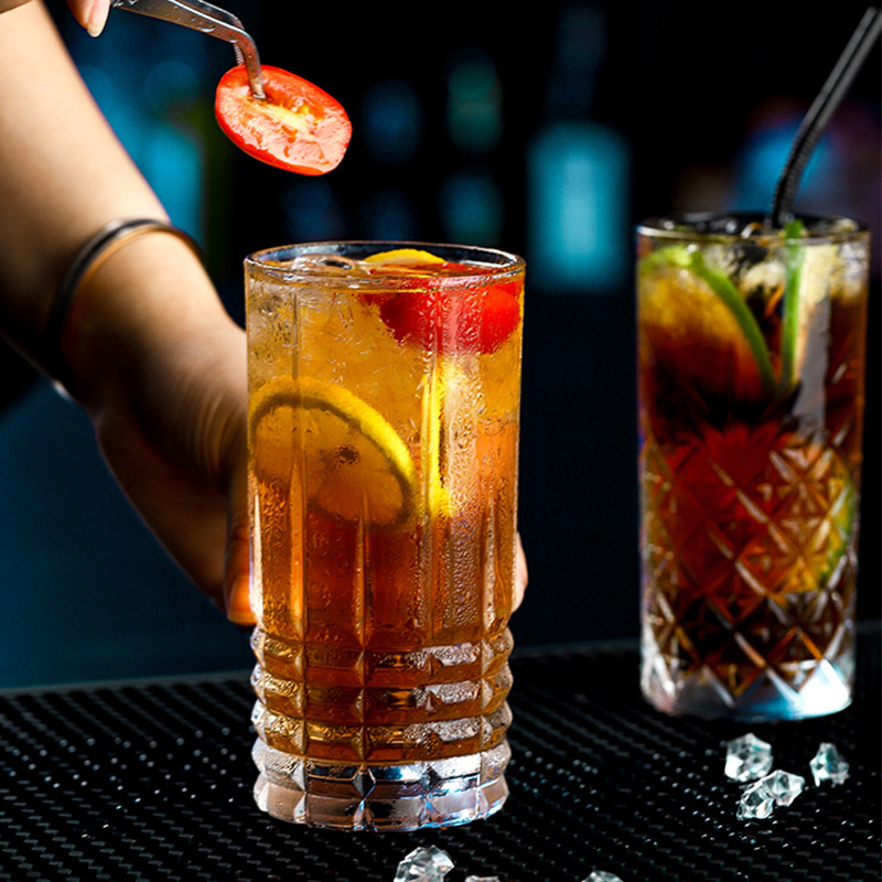 柯林杯复古ins创意个性鸡尾酒杯玻璃莫吉托杯长岛冰茶海波杯酒吧