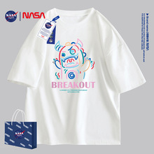NASAGISS联名短袖T恤男女同款情侣装重磅棉2023夏季oversize宽松