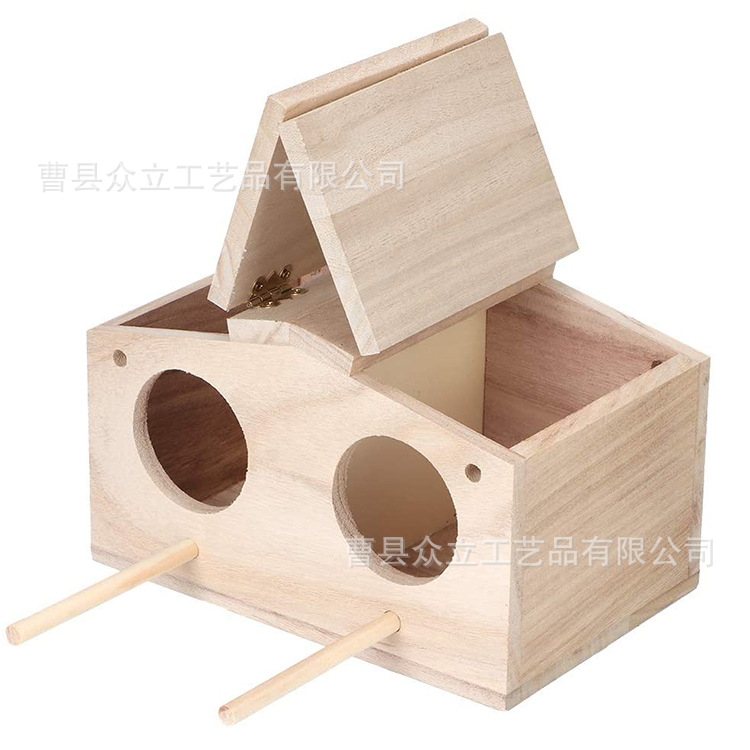 Factory Production Wooden Bird Cage Bird Nest Can Be Printed Logo Indoor Outdoor Pet Incubation Nest Parrot Breeding Wooden Nest