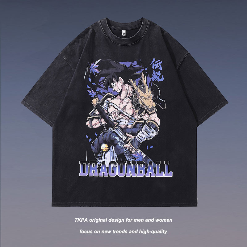 TKPA街头国潮牌卡通人物印花复古短袖T恤男女嘻哈街舞情侣半袖tee