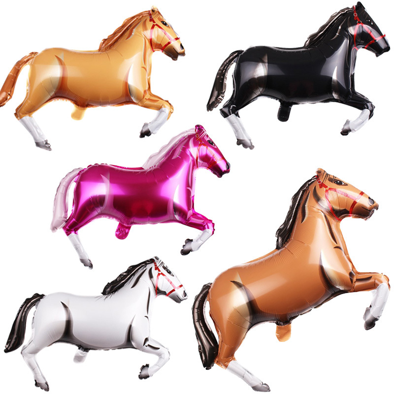 千里马铝膜气球生日派对马场活动农庄装扮奔腾骏马气球玩具气球