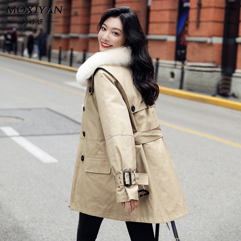 活里活面羽绒服2021年新款女冬季中长款白鸭绒可拆卸内胆气质外套