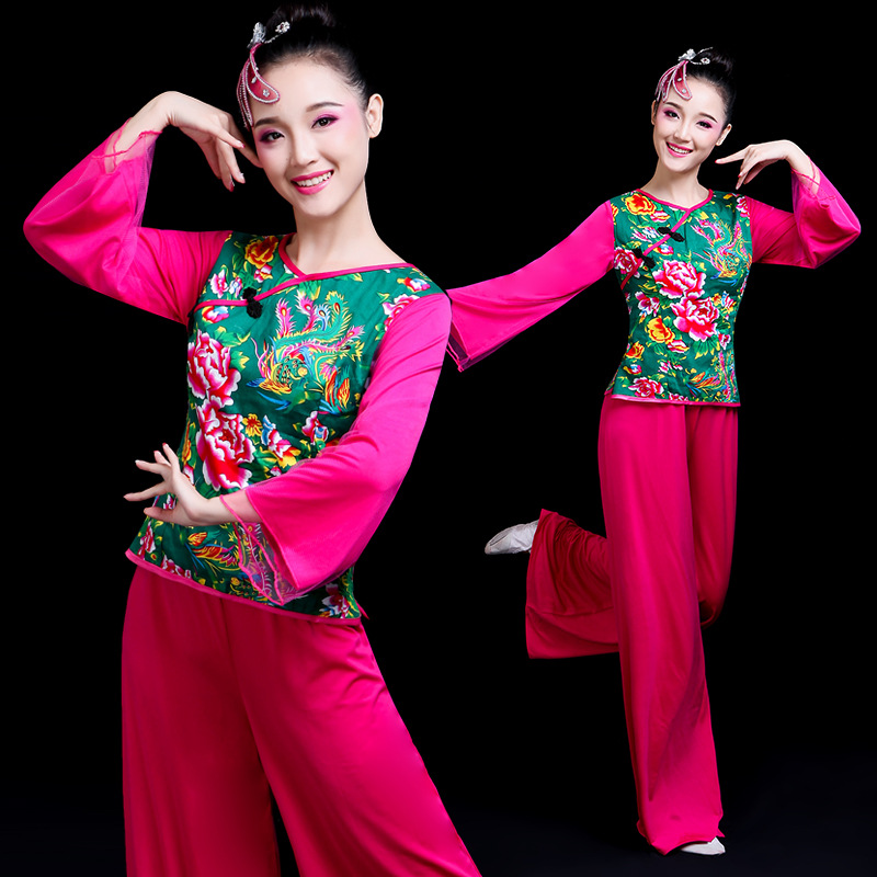 东北秧歌服服装2024新款广场舞花布衣服民族舞蹈服二人转演出服女