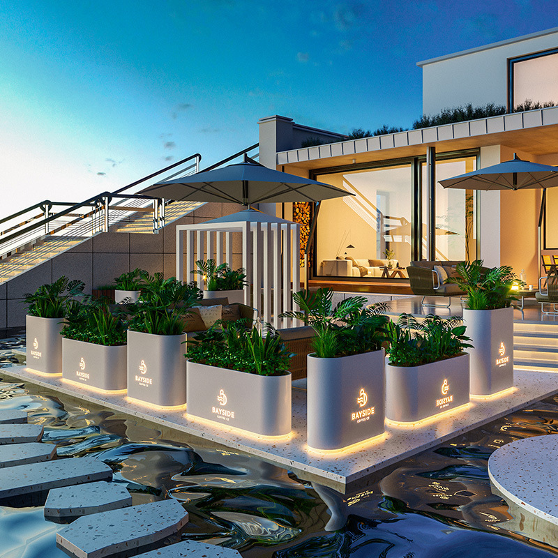 户外铁艺花箱组合商业街市政外摆围栏花槽售楼部广场创意隔断花箱