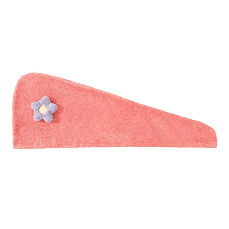 Thick Coral Fleece Hair-Drying Cap Women's Quick-Drying Absorbent Bath Cap Adult Thickened Dry Hair Towel Cute Flower Bag Headscarf