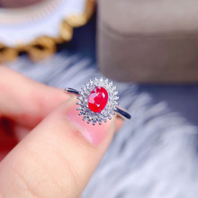 彩宝首饰韩版合成鸽血红红宝石925银戒指开口个性时尚欧美跨境