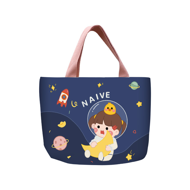 Fashion Canvas Handbag Cartoon Lunch Bag Student Bento Bag Wholesale