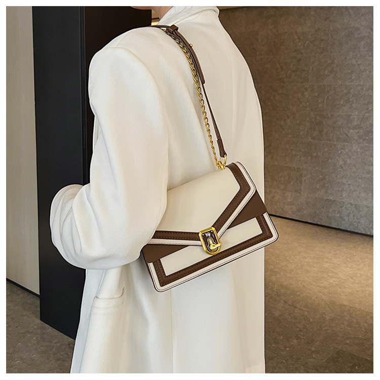 2023 Summer New Fashion Chain Shoulder Bag Contrast Color Texture Crossbody Small Square Bag