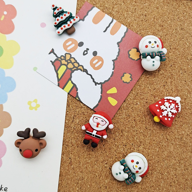 Creative Ins Cute Cartoon Santa Claus Cork Nail Decoration Photo Wall Nails Message Board Nail Elk Pushpin