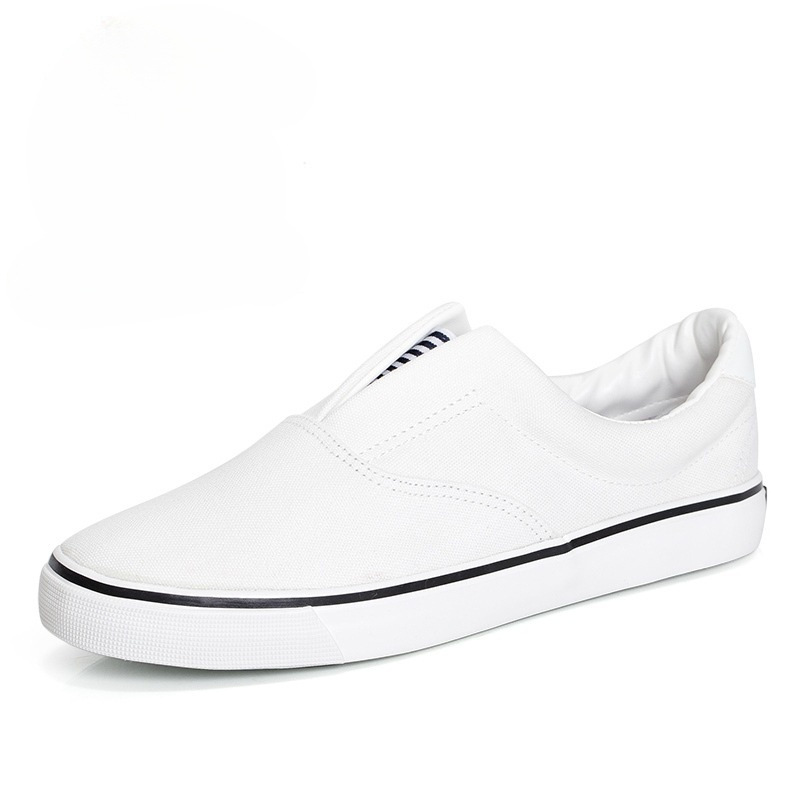 男鞋女鞋帆布鞋情侣一脚蹬懒人鞋春秋小白鞋休闲低帮鞋wxy-77