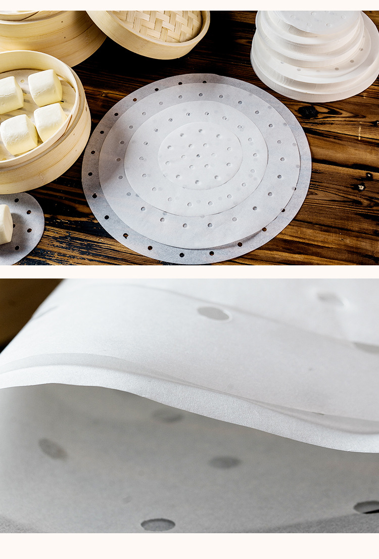 40克蒸笼纸一次性包子垫纸馒头蒸垫纸耐高温防水隔热垫纸带孔纸