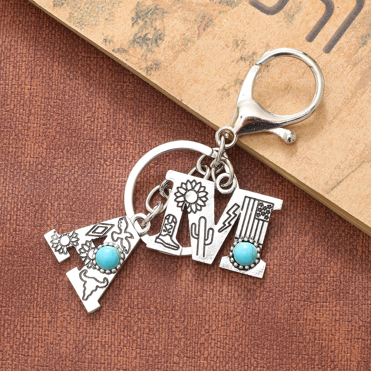 New Alloy Letter Am Retro Europe and America Keychain Cars and Bags Pendant Cross-Border European and American Amazon