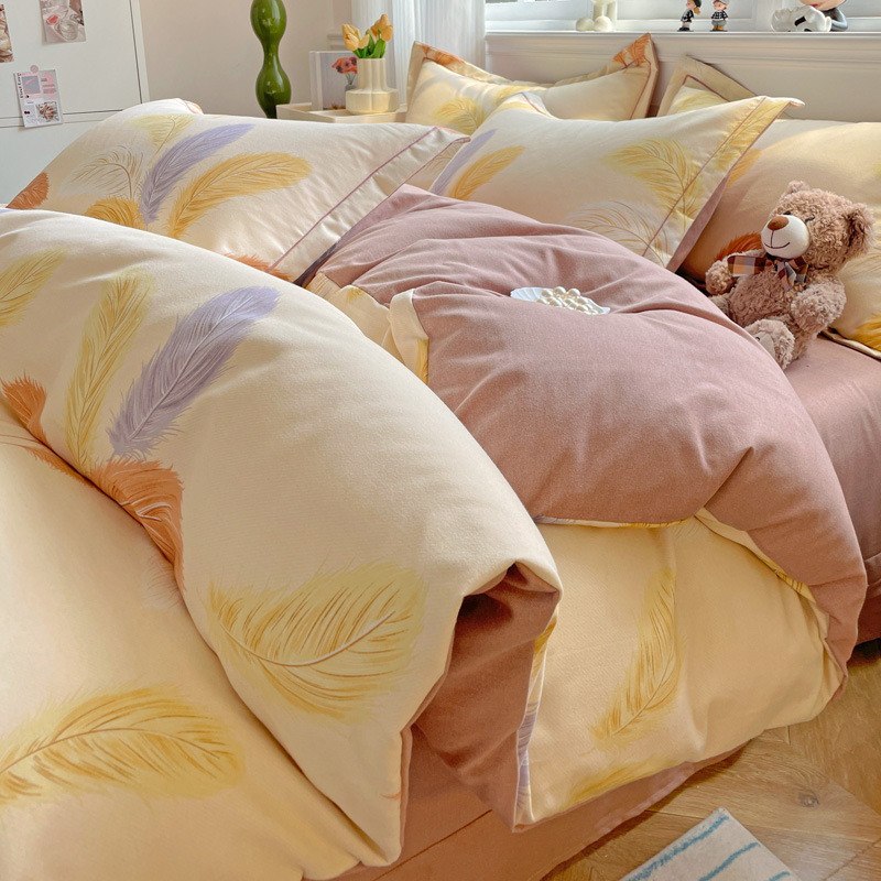 新款全棉印花喷气四件套加厚磨毛三件套学生宿舍春秋床单被套批发