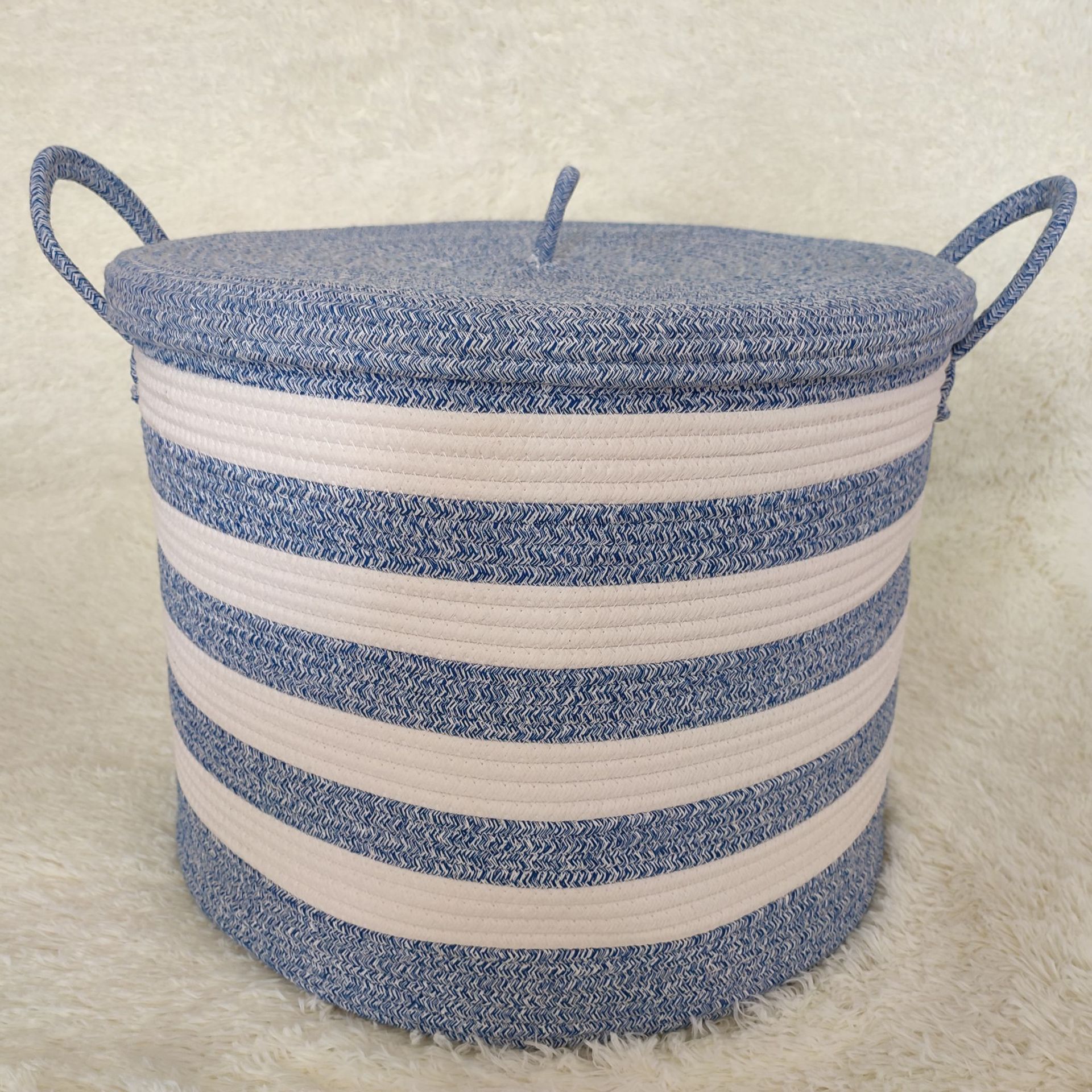 北欧ins风棉线手工编织篮 棉绳编织婴儿洗衣篮尿布玩具收纳筐