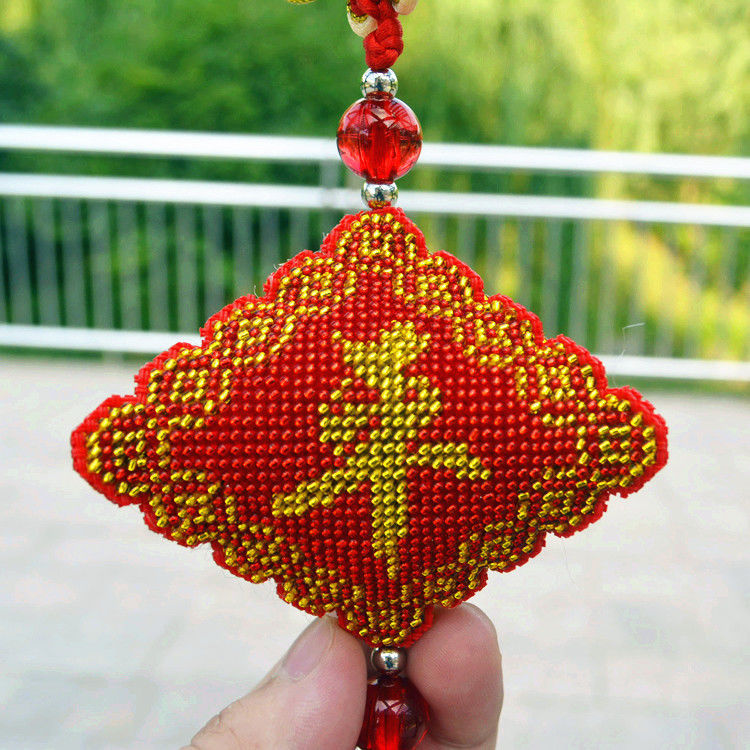 平安符全手工十字绣成品满珠绣平安福汽车挂件车内饰品挂饰保包邮