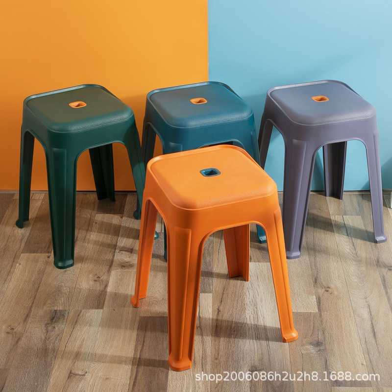 北欧简约加厚塑料凳子家用客厅高档餐椅可叠放方凳高凳板凳批发