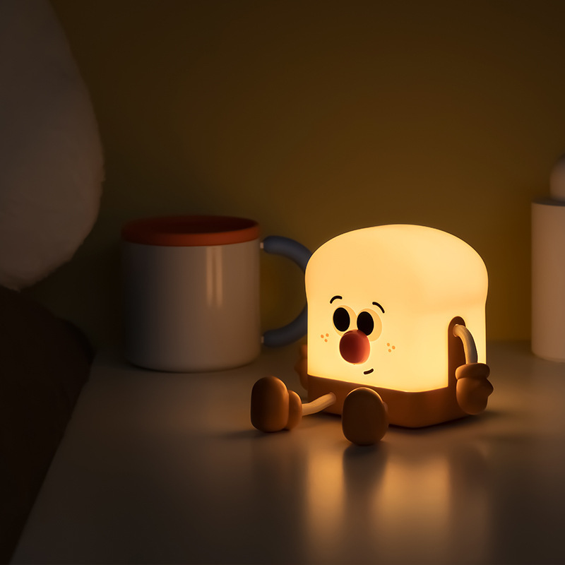 Toast Boy Night Light Bedroom Bedside Sleeping Cute Children Student Sleeping Usb Charging Cartoon Phone Holder