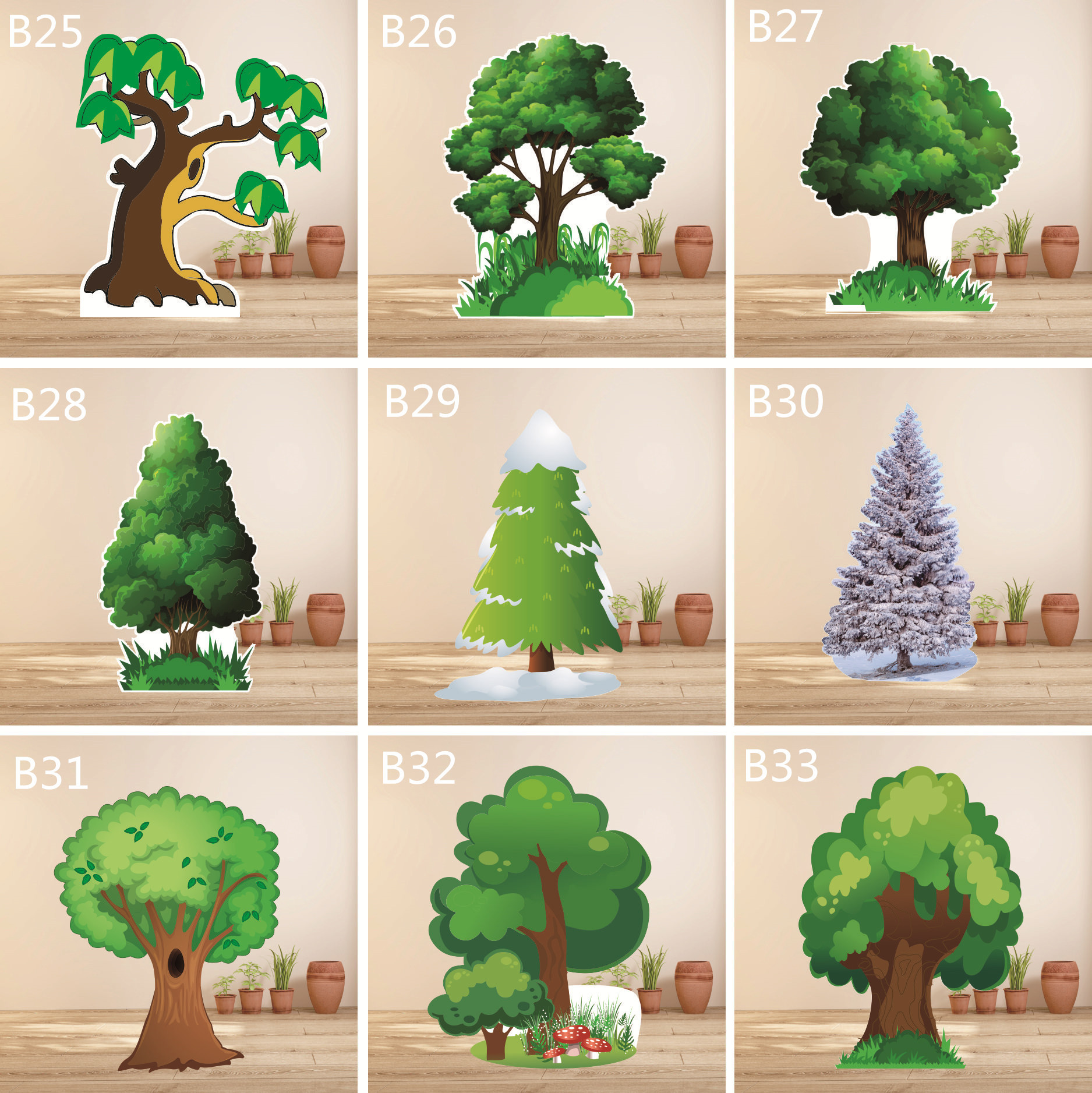 舞台剧道具树小树故事儿童剧布景森林花草纸表演区模型苹果蘑菇房