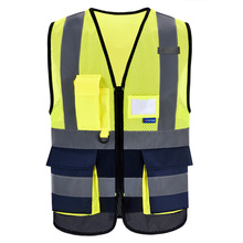 AYKRM High Visibility Reflective Vest  Safety Zip Pocket Hi