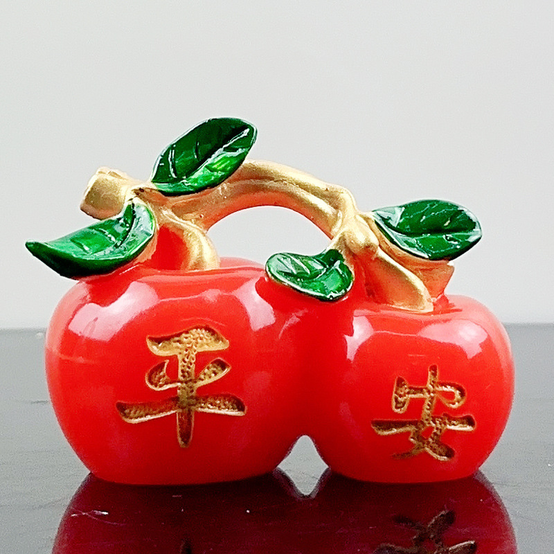 苹果摆件 树脂玛瑙色平安是福苹果摆件 创意办公桌汽车装饰摆件