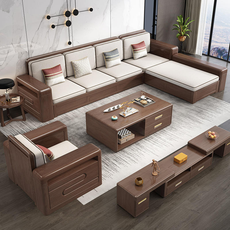 实木沙发组合现代简约客厅家具小户型冬夏两用储物沙发dk-6121