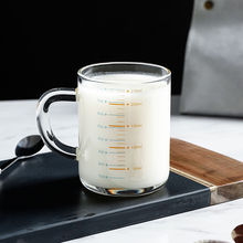 耐热玻璃杯儿童牛奶杯带刻度微波炉量水杯透明刻度杯带盖带早餐杯
