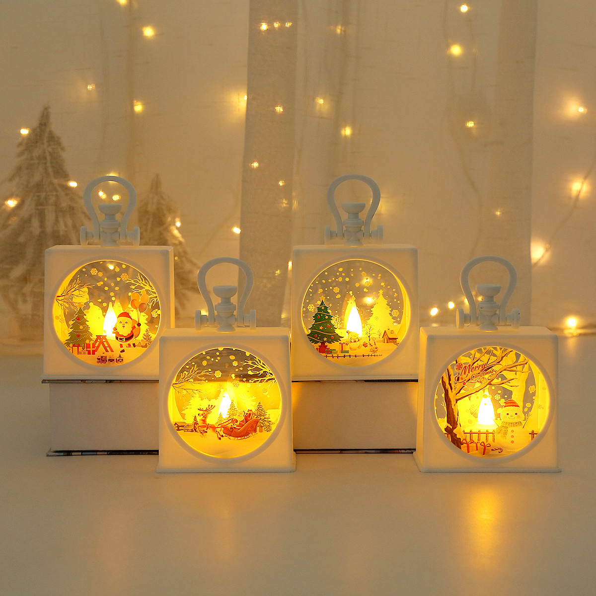 Christmas Decorations Pendant Portable Small Oil Lamp Storm Lantern Desktop Window Decoration Creative Children's Gift Small Night Lamp