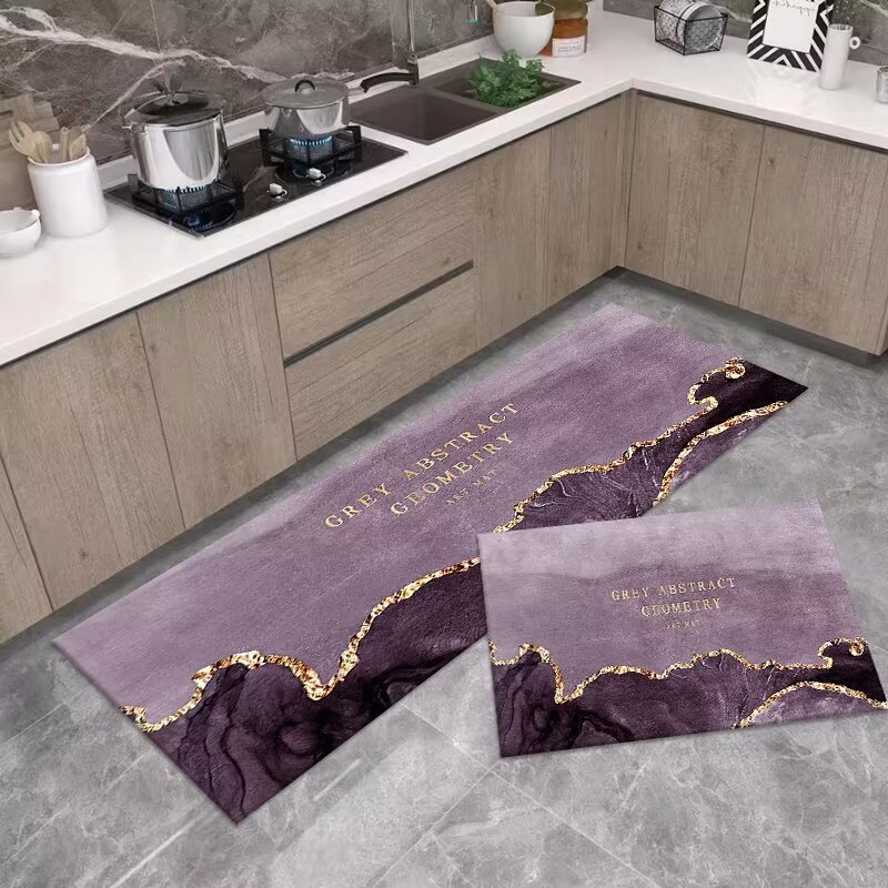 Diatom Ooze Printed Soft Mat Kitchen Two-Piece Set Floor Mat Household Foot Mat Absorbent Oil-Absorbing Non-Slip Mat Set Carpet