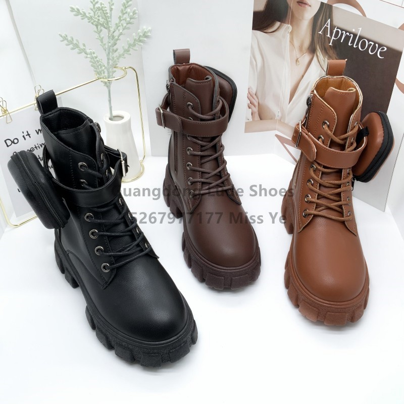 foreign trade women‘s leather boots new martin boots british style short boots thick bottom mid-calf women‘s shoes spring and autumn new guangzhou women‘s shoes