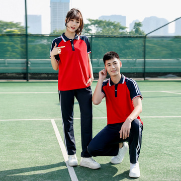 校服套装夏季中学生小学生短袖高中学生班服运动会团体服加工定制-阿