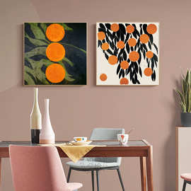 橘子小众文艺装饰画北欧清新客厅背景墙壁画油画书房玄关餐厅挂画